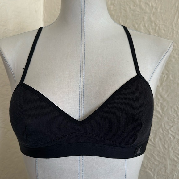 Savage x Fenty Rhianna Xssentials Unlined Bralette Black Caviar Logo Small - Picture 4 of 16